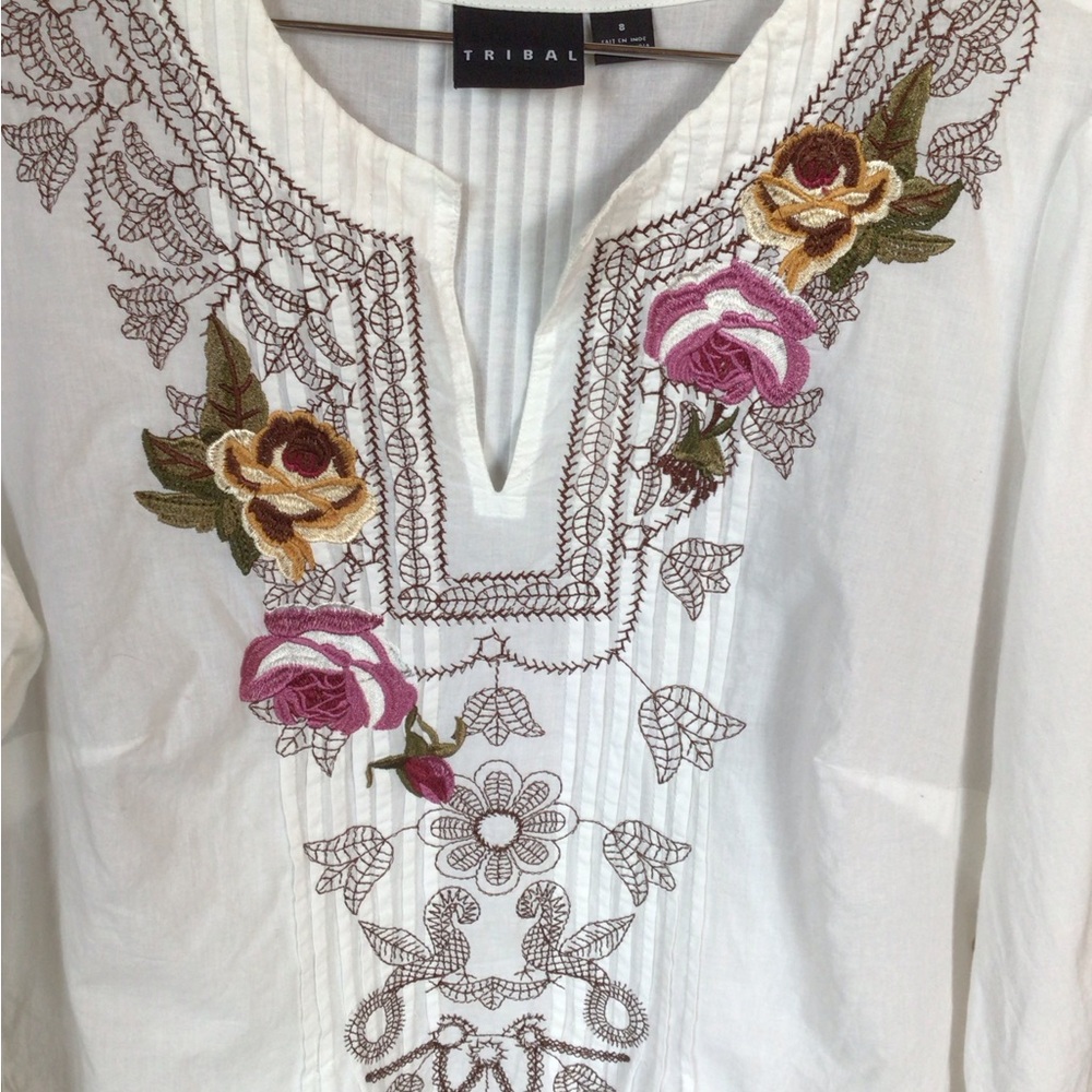 Tribal cotton embroidered tunic blouse - Picture 5 of 7